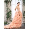 Capri - High Low Feathered Wedding Gown